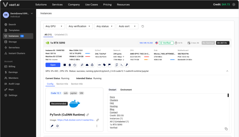 Instance Dashboard