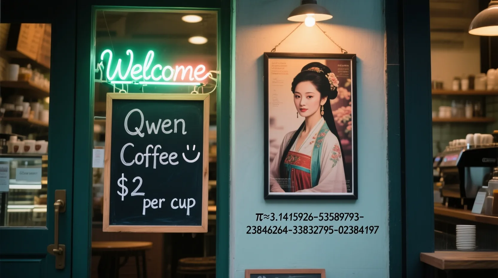 Qwen Coffee Shop with Text