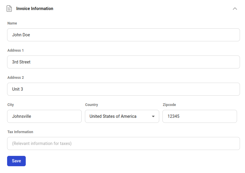 Invoice Information Fields